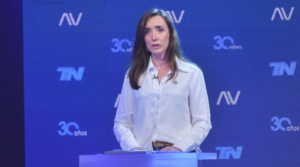 Victoria Villaruel en el debate. Foto (Noticias Argentinas)